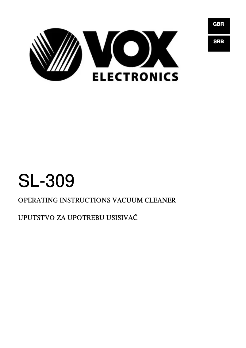 Image de la première page du manuel de l'appareil SL309