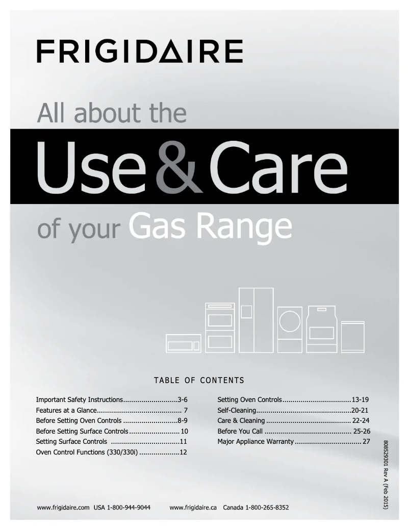 Page n°1 - Manuel utilisateur Frigidaire FGGF3045RF