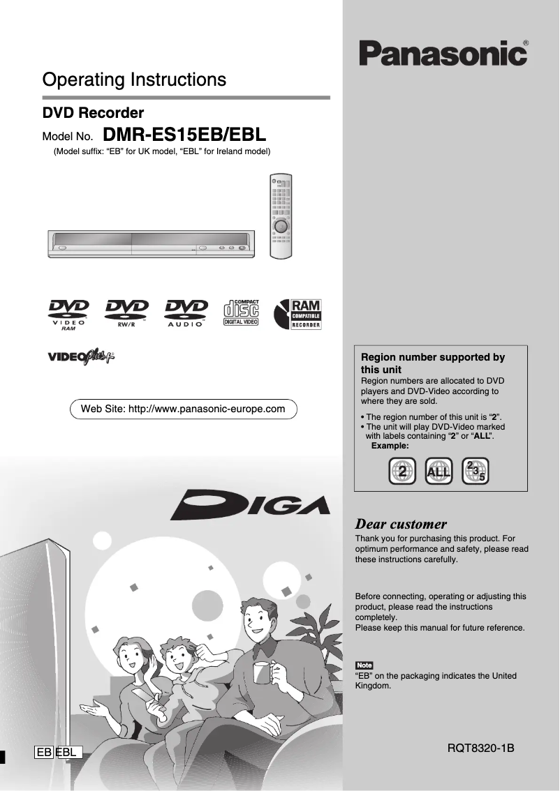 Imagen de la primera página del manual del dispositivo DMR-ES15EBL