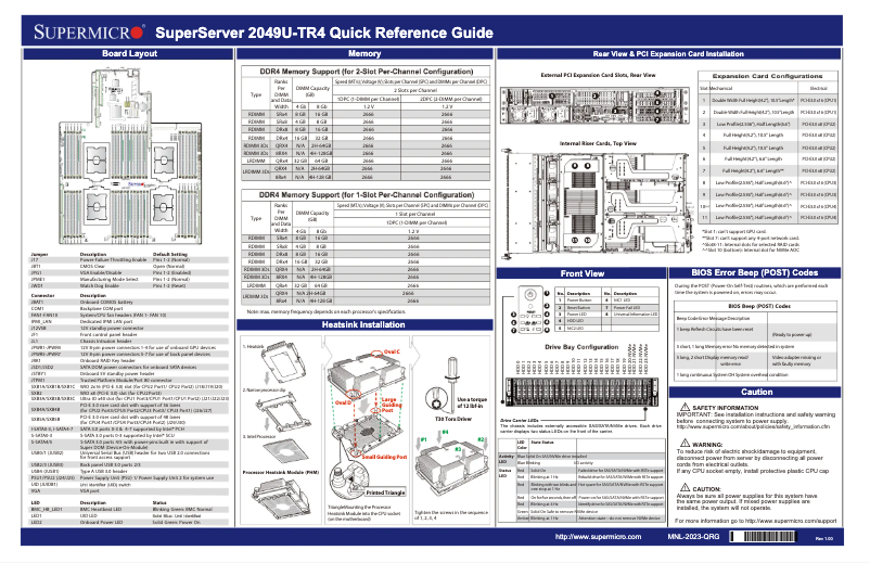 Page 1 de la notice Guide de démarrage rapide Supermicro SuperServer 2049U-TR4
