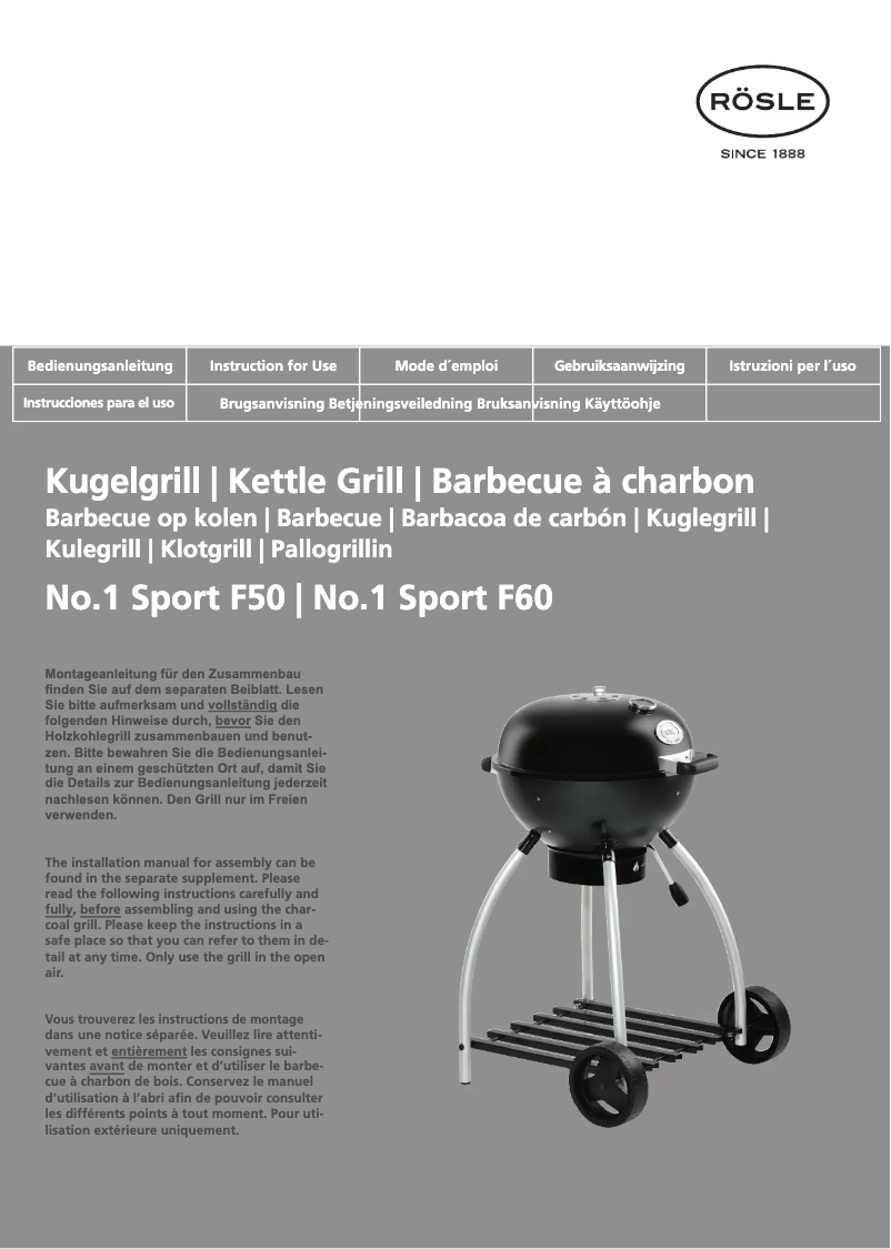 Page 1 de la notice Manuel utilisateur Rösle No.1 Sport F60