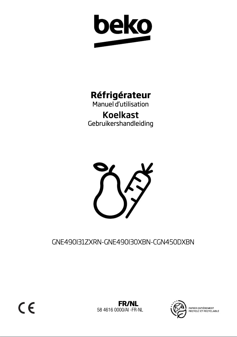 Page n°1 - Manuel utilisateur Beko GNE490I31ZXRN