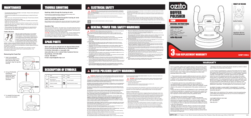 Page 1 de la notice Manuel utilisateur Ozito OZBP110WAU