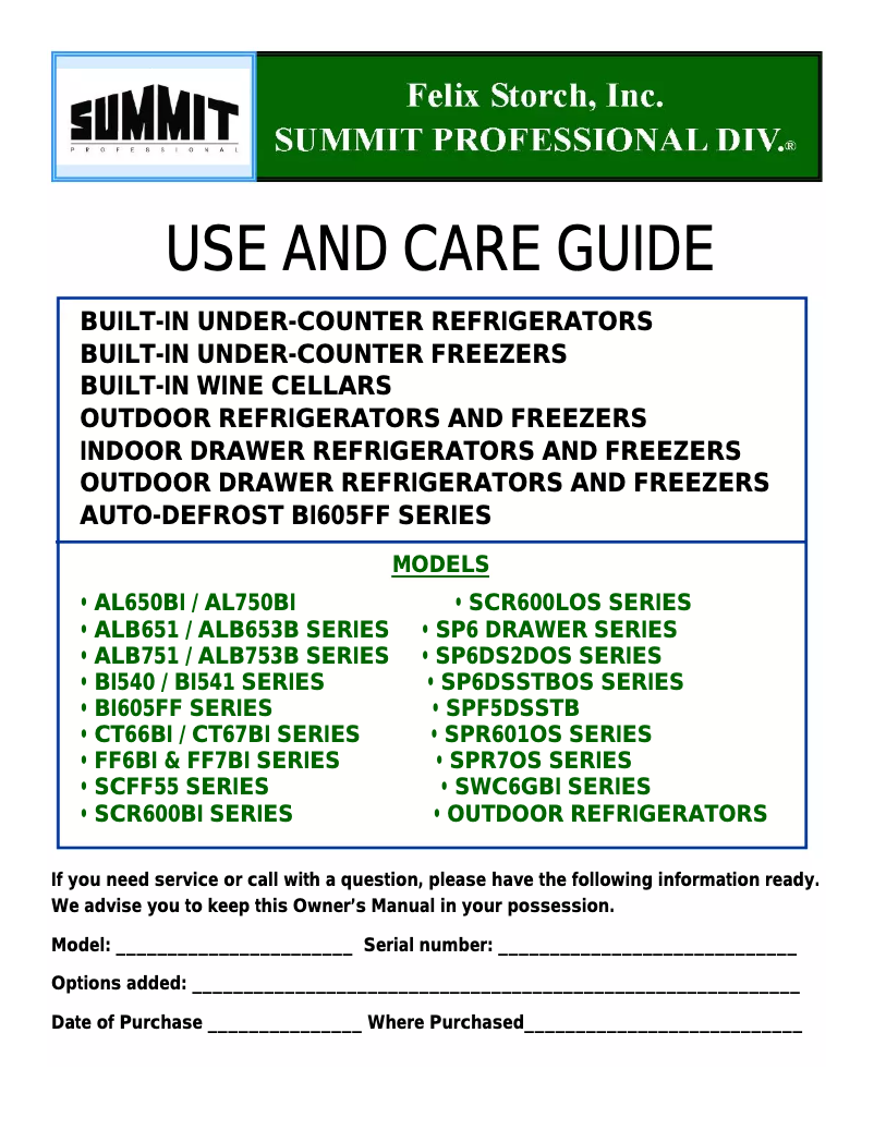Page 1 de la notice Manuel utilisateur Summit SWC6GBLBI
