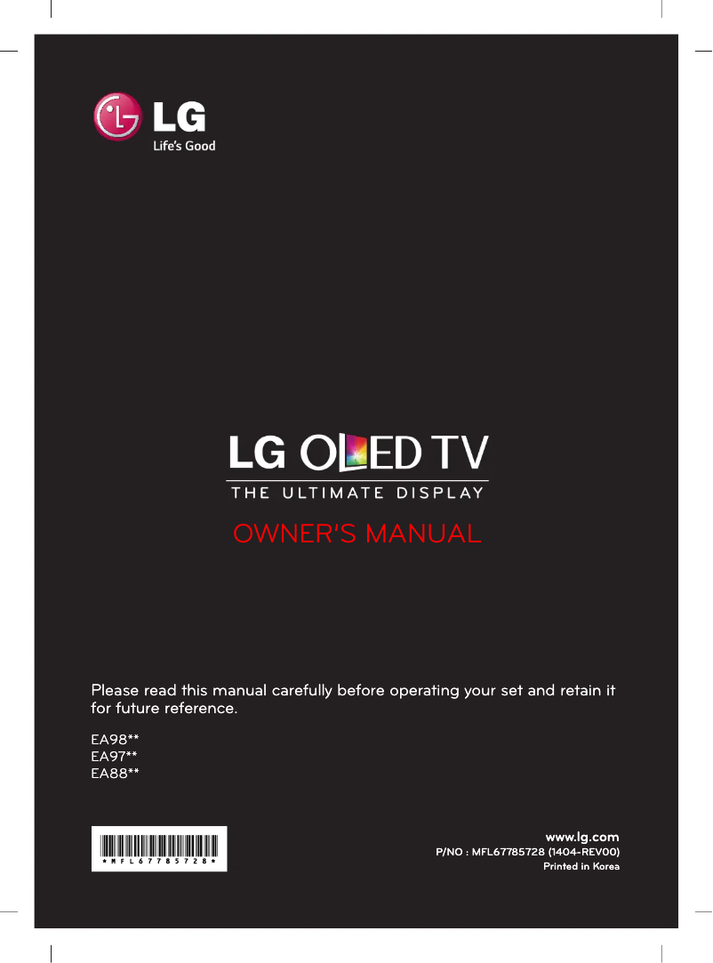 Page 1 de la notice Manuel utilisateur LG 55EA970W