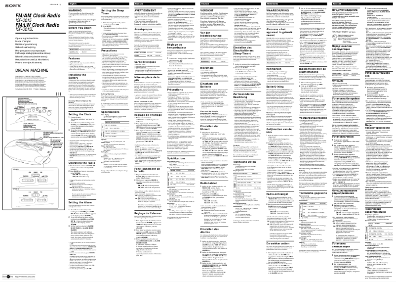 Page n°1 - Manuel utilisateur Sony ICF-C215L