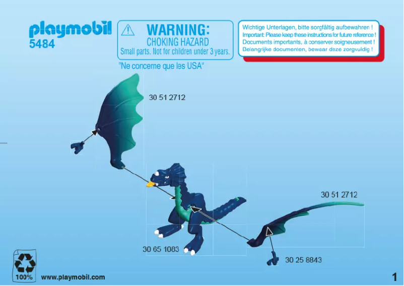 Página 1 del manual Manual de usuario Playmobil Dragons Shield Dragon 5484