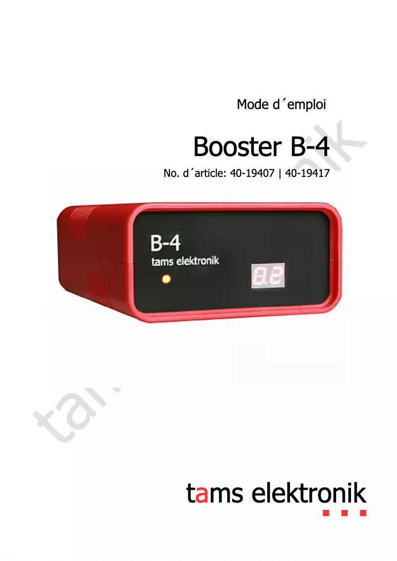Page n°1 - Manuel utilisateur Tams Elektronik Booster B-4