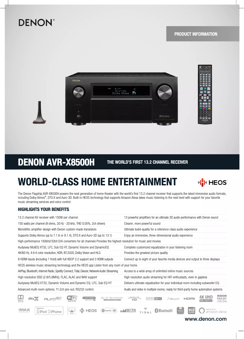 Page n°1 - Fiche technique Denon AVR-X8500H