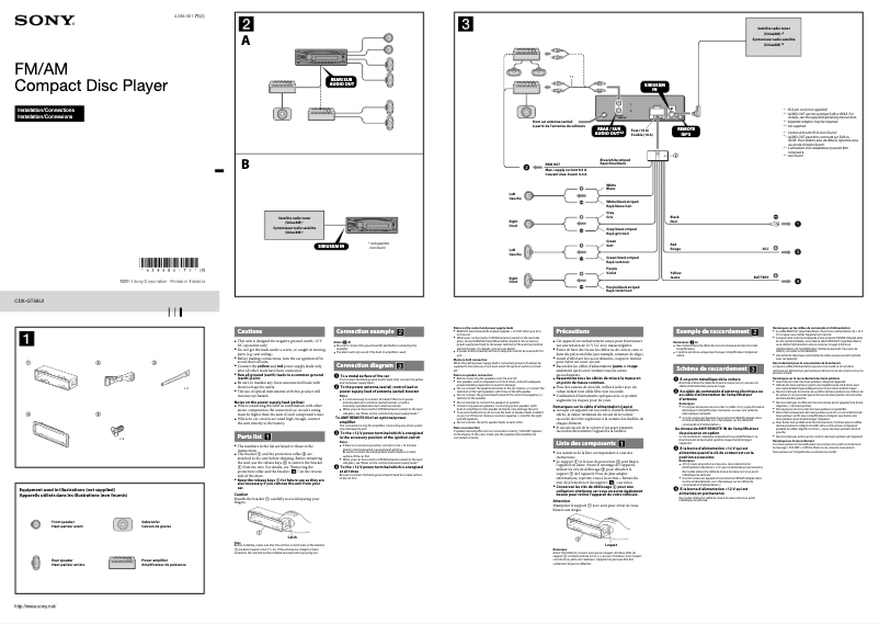 Page 1 de la notice Guide d'installation Sony CDX-GT56UI