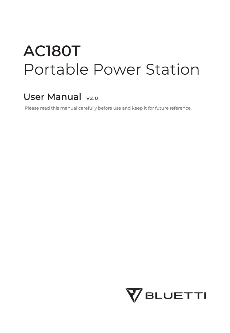 Image de la première page du manuel de l'appareil AC180T