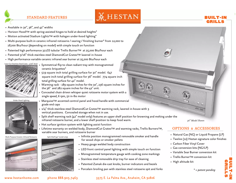 Page 1 de la notice Fiche technique Hestan GMBR42-NG-BK