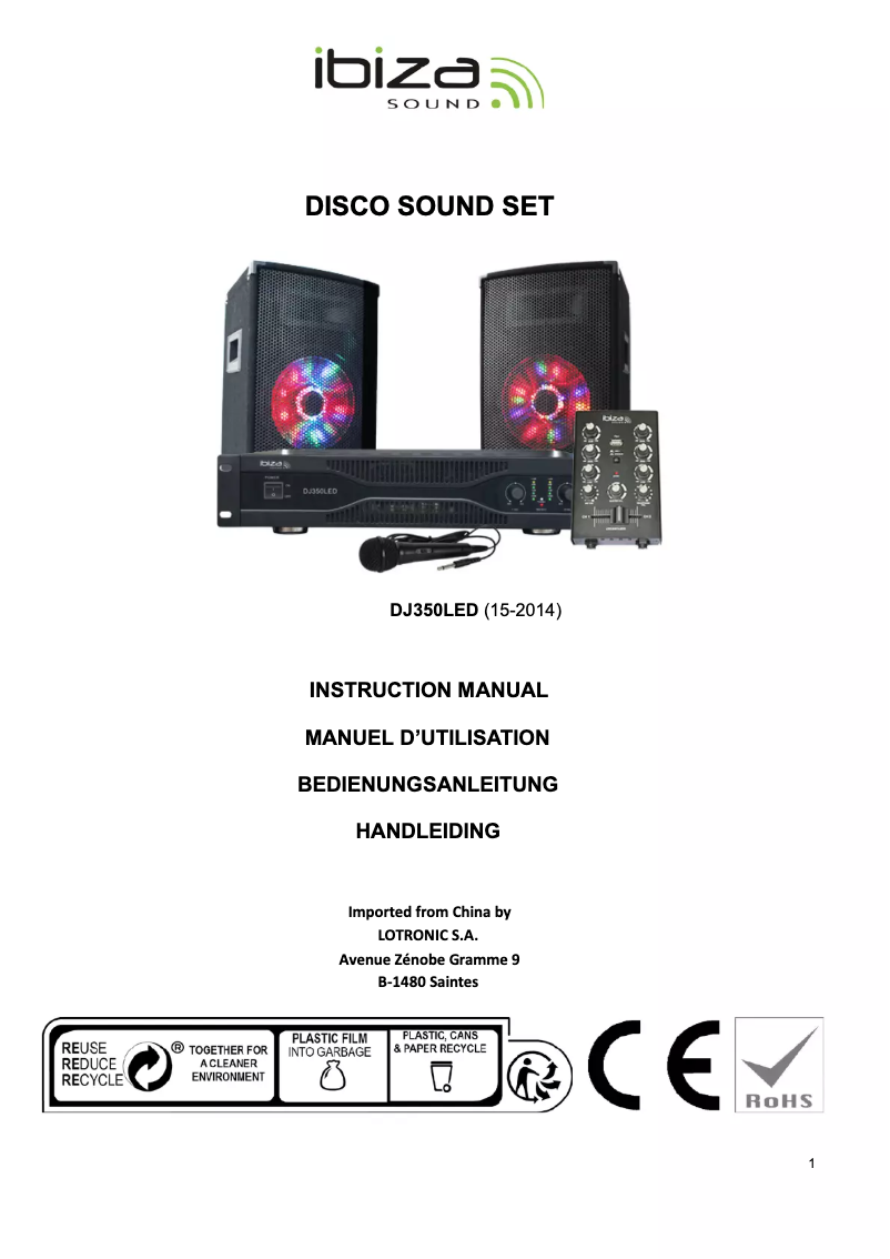 Page 1 of the manual User Manual Ibiza Sound DJ350LED