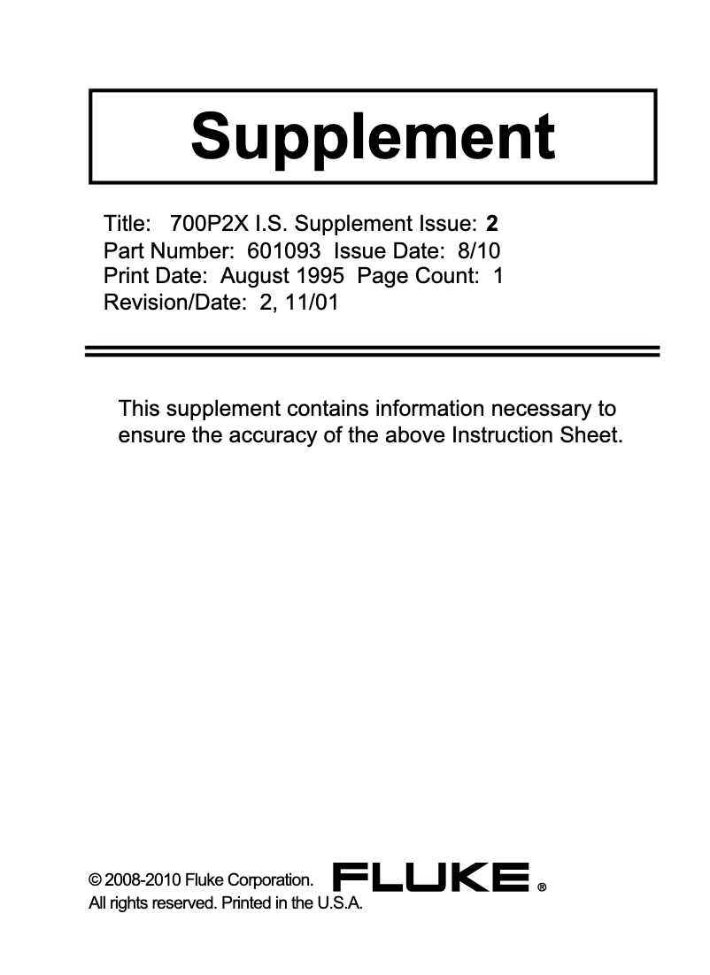 Page n°1 - Mode d'emploi Fluke 700P23