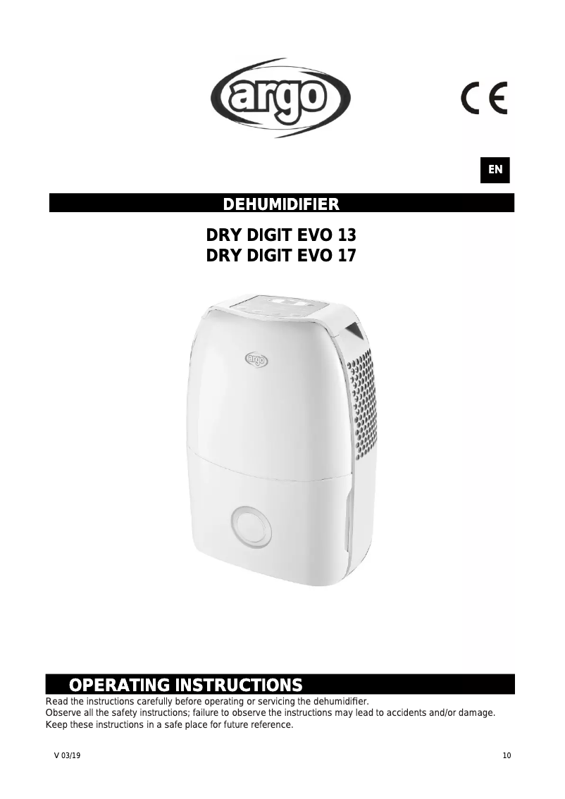 Page 1 de la notice Manuel utilisateur ARGO Dry Digit Evo 17