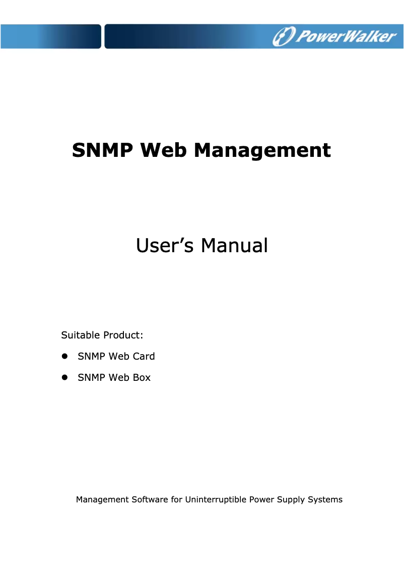 Page n°1 - Manuel utilisateur PowerPlus SNMP Box