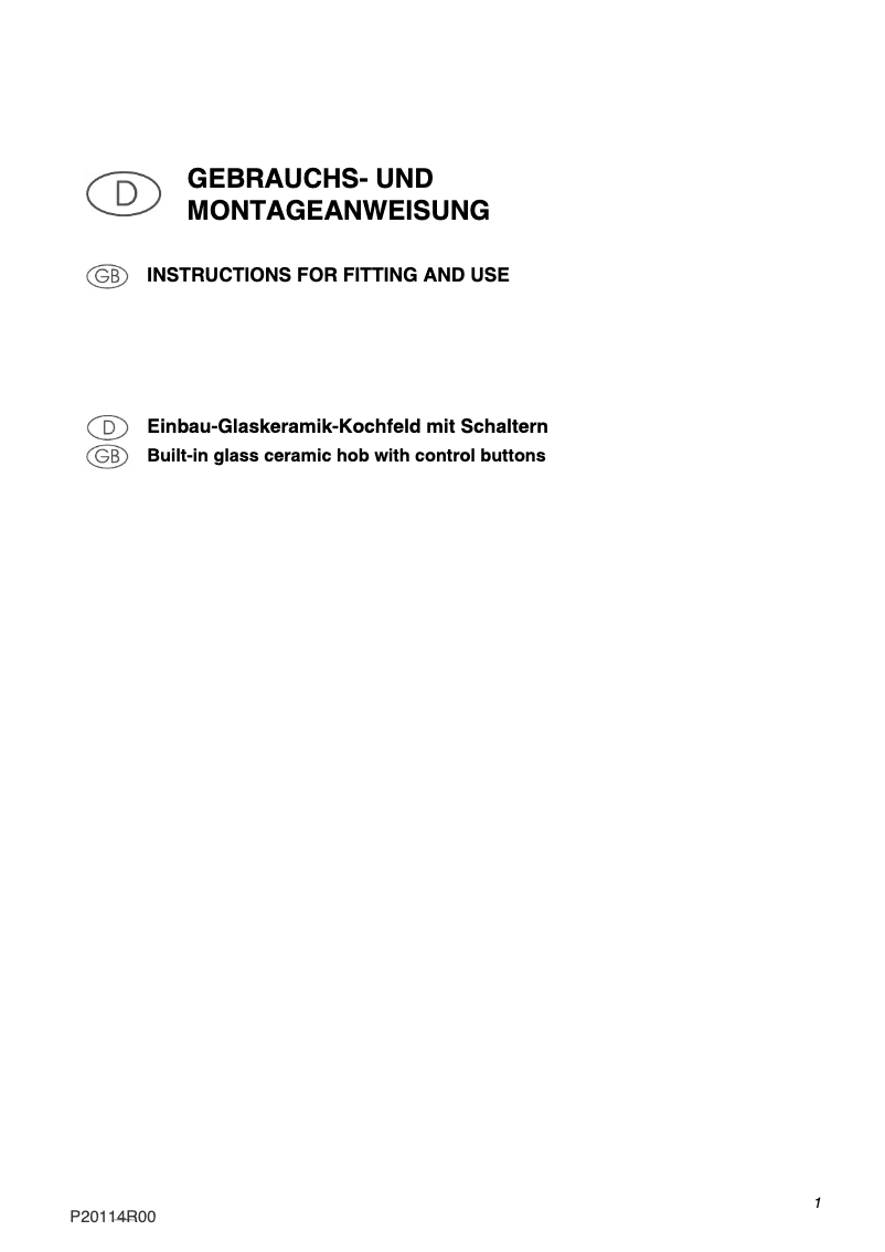 Page 1 de la notice Manuel utilisateur Küppersbusch PCKA 300E