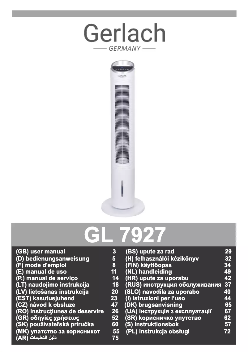 Page n°1 - Manuel utilisateur Gerlach GL 7927