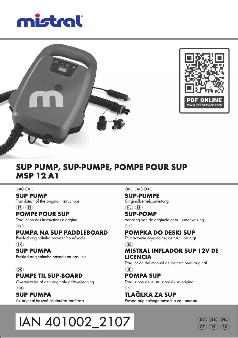 Página 1 del manual Manual de usuario Mistral MSP 12 A1