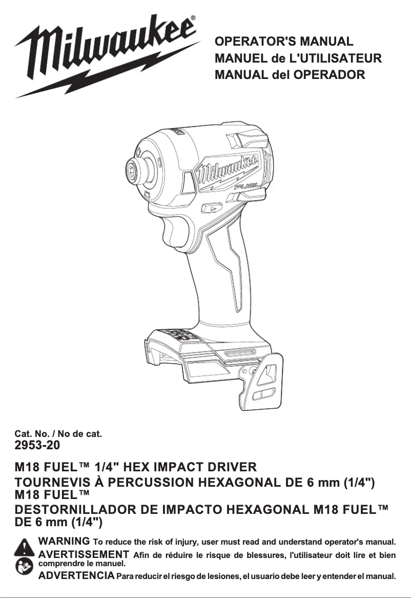 Page n°1 - Manuel utilisateur Milwaukee M18 Fuel 2953-22