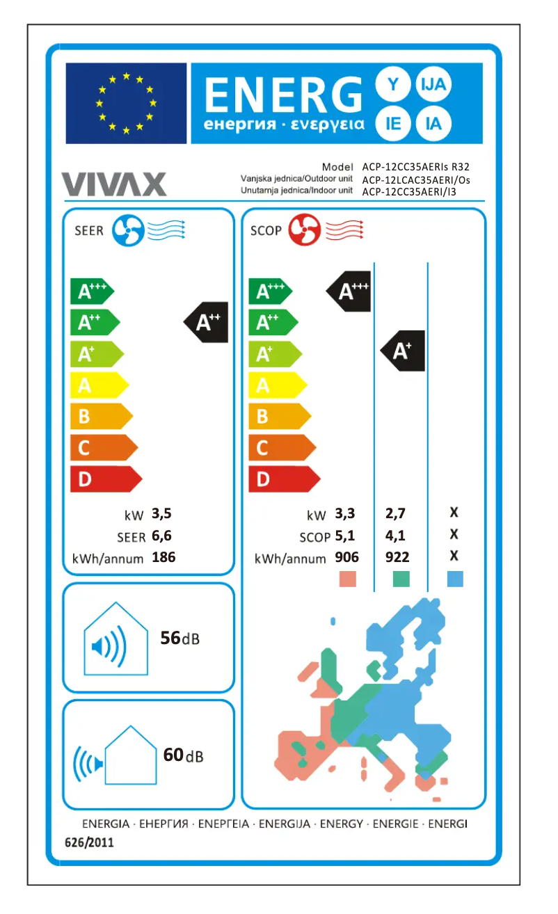 Page n°1 - Label énergétique Vivax ACP-12CC35AERI