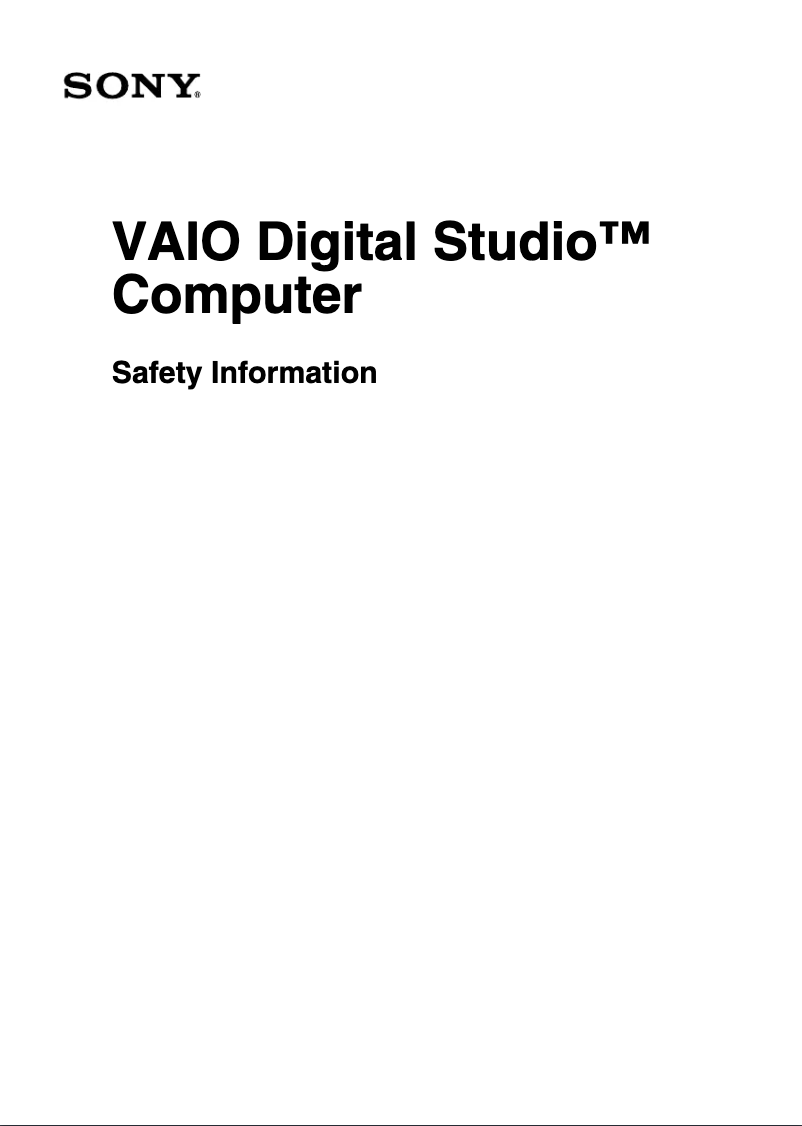 Image de la première page du manuel de l'appareil Vaio PCV-RX741