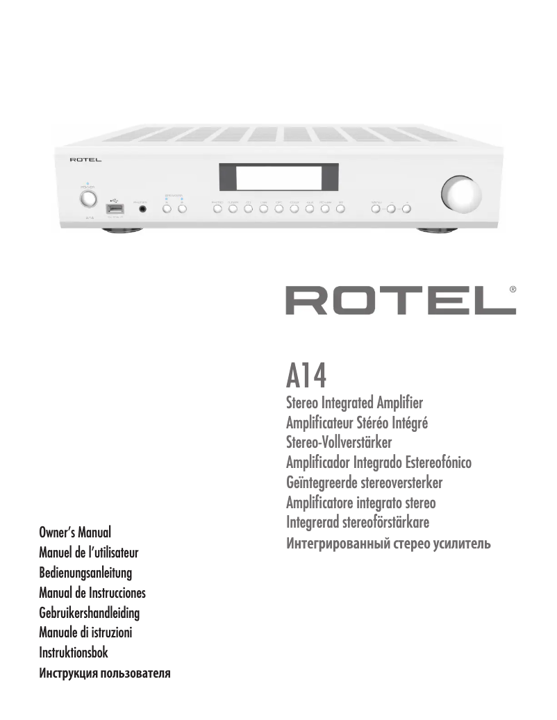 Page n°1 - Manuel utilisateur Rotel A14