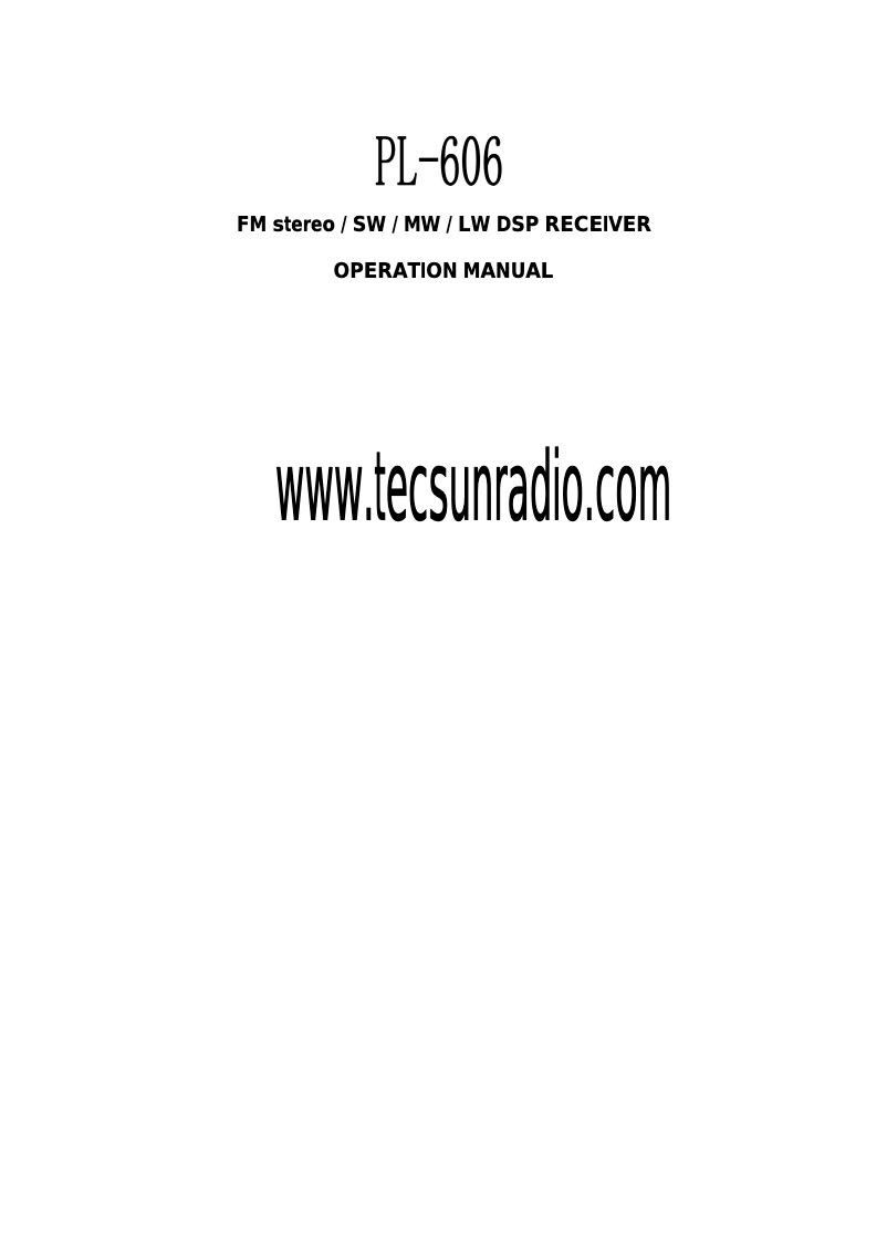 Page n°1 - Manuel utilisateur Tecsun PL606