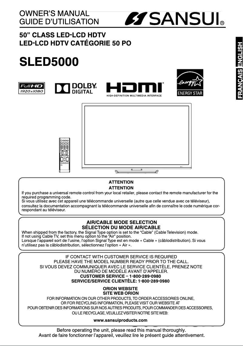 Image de la première page du manuel de l'appareil SLED5000