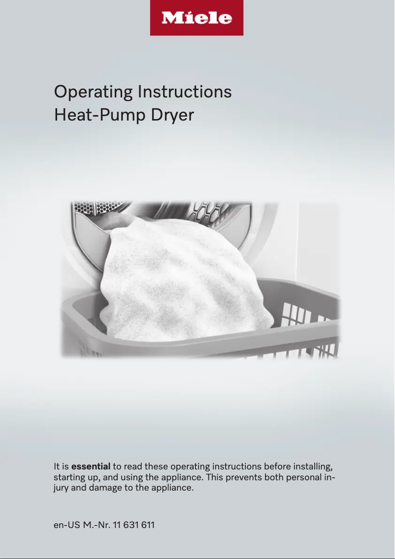 Page 1 de la notice Manuel utilisateur Miele TXR 860 WP T1