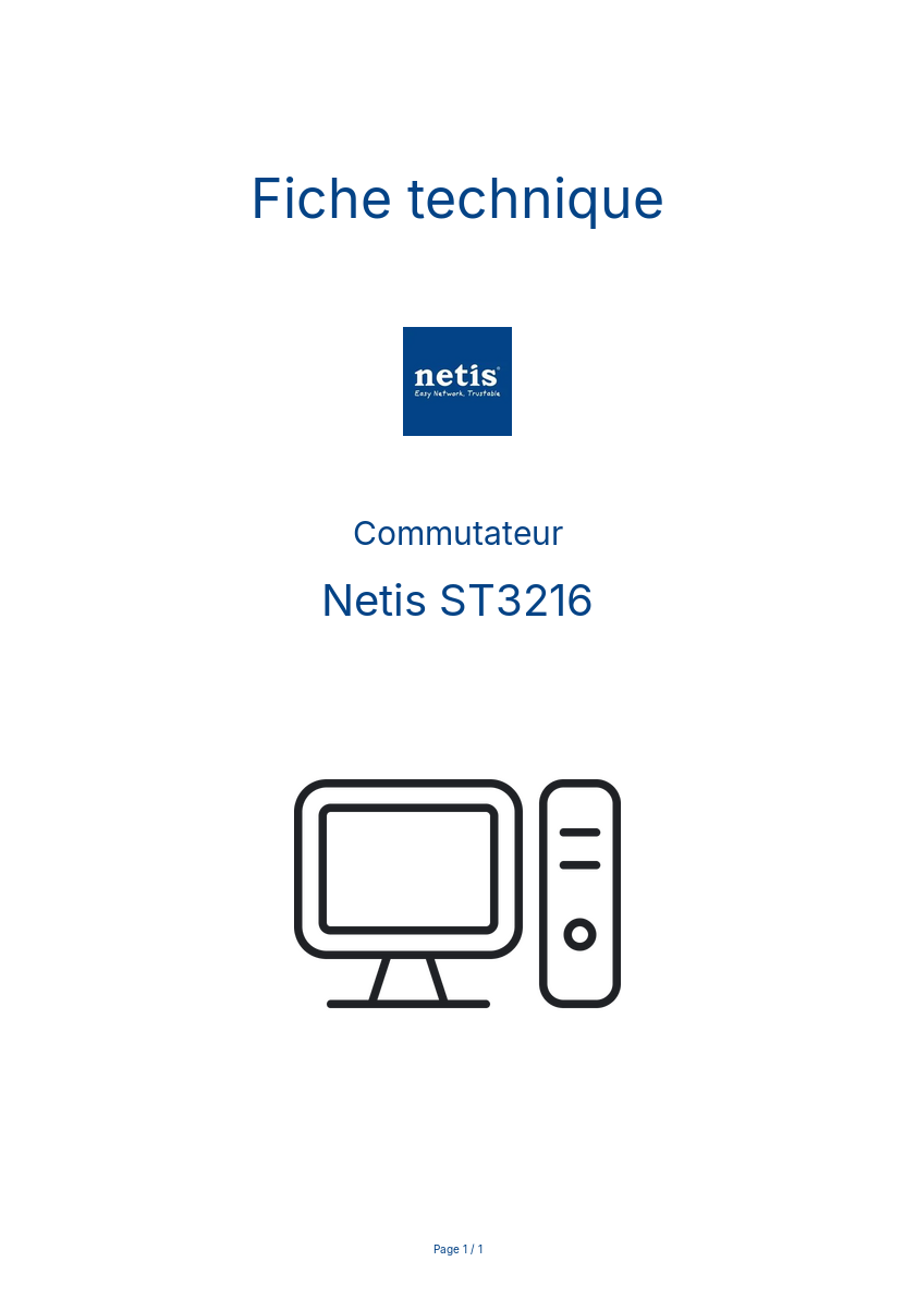 Page n°1 - Fiche technique Netis ST3216
