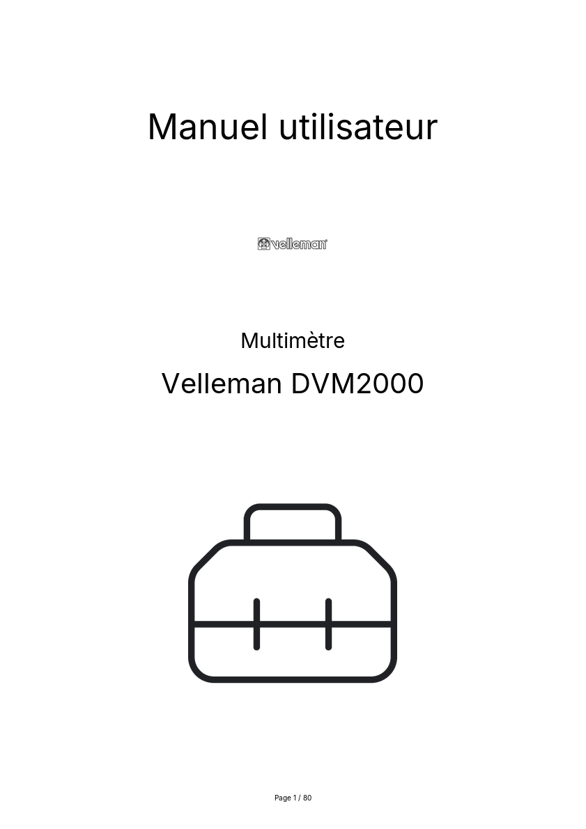 Page n°1 - Manuel utilisateur Velleman DVM2000
