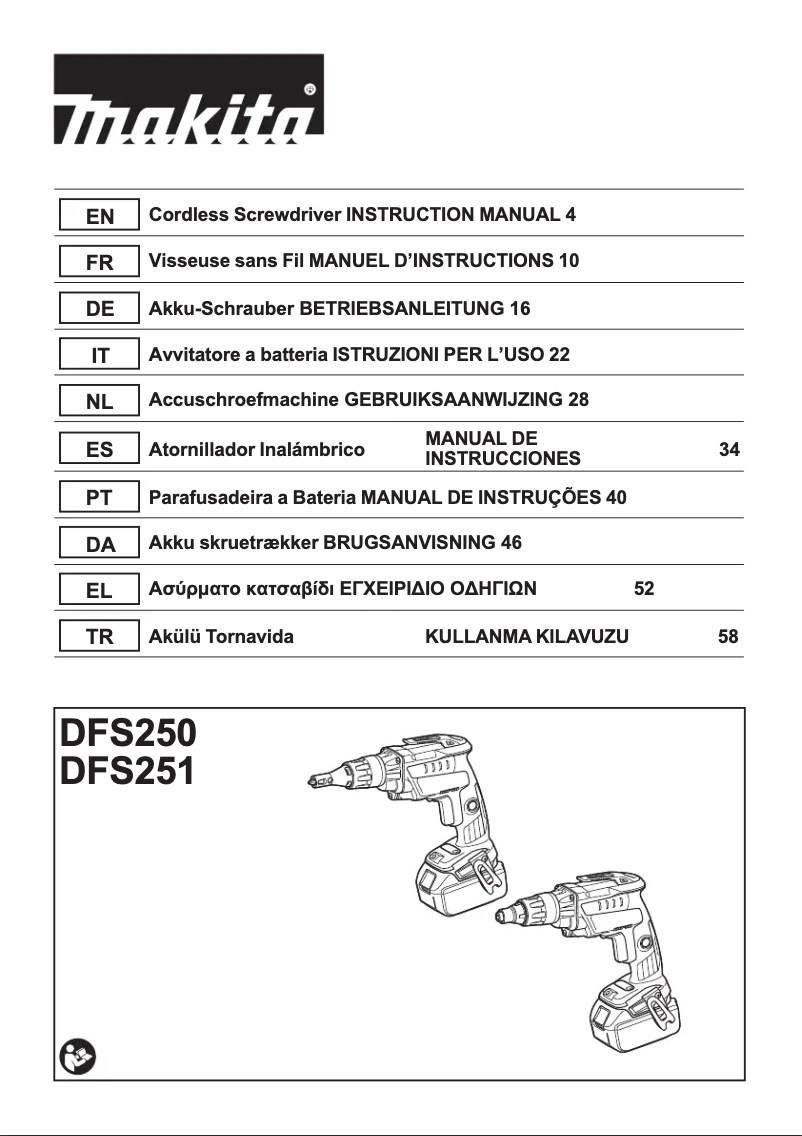Page 1 de la notice Manuel utilisateur Makita DFS251