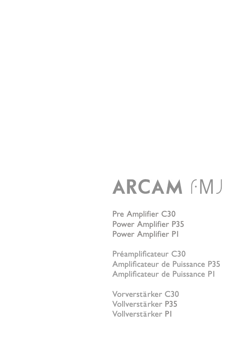 Page 1 of the manual User Manual Arcam FMJ P1