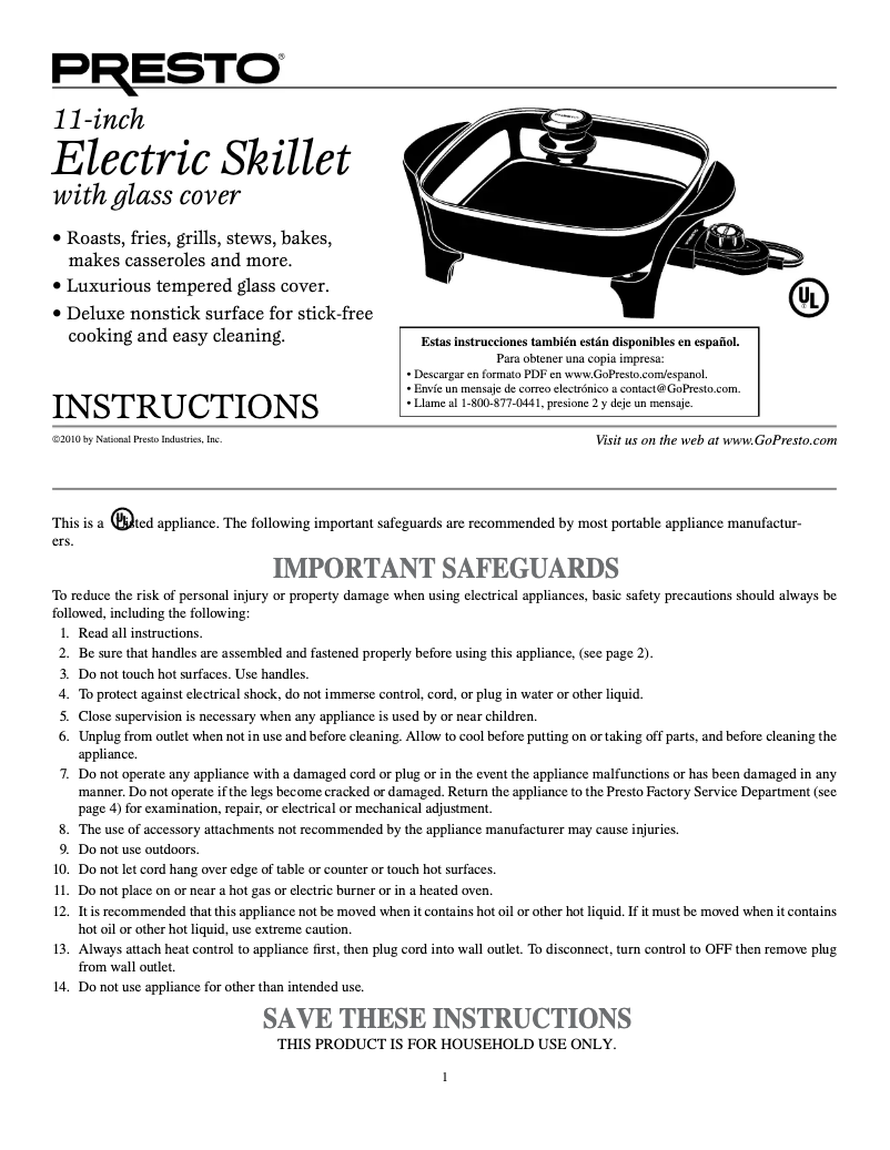 Page n°1 - Instructions / montage Presto 6626