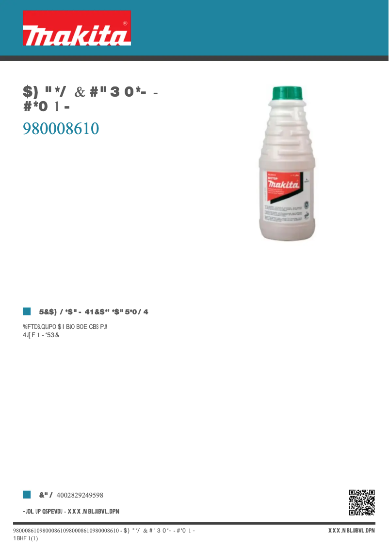 Page n°1 - Fiche technique Makita 980008610