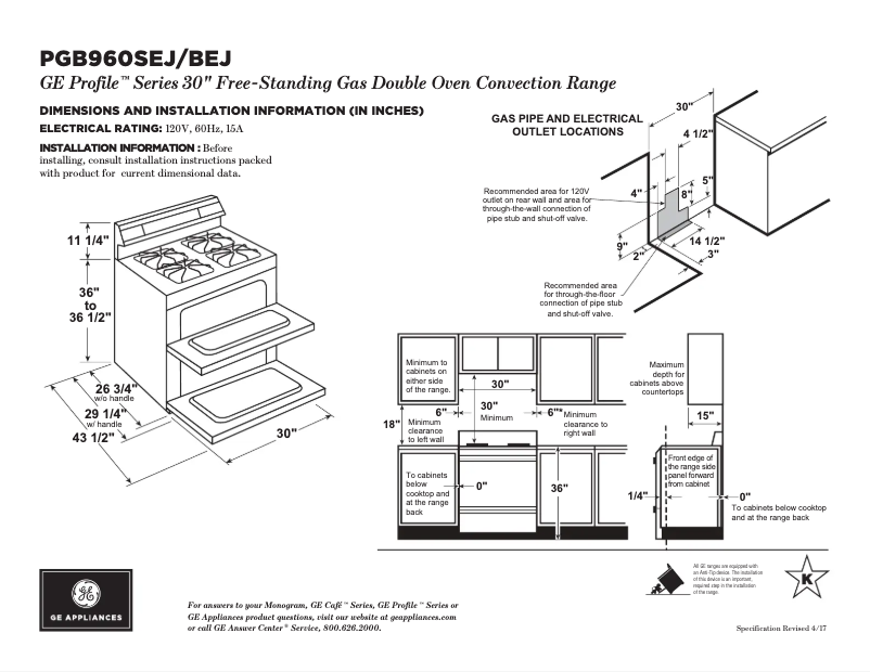 Página 1 del manual Ficha técnica GE PGB960BEJTS