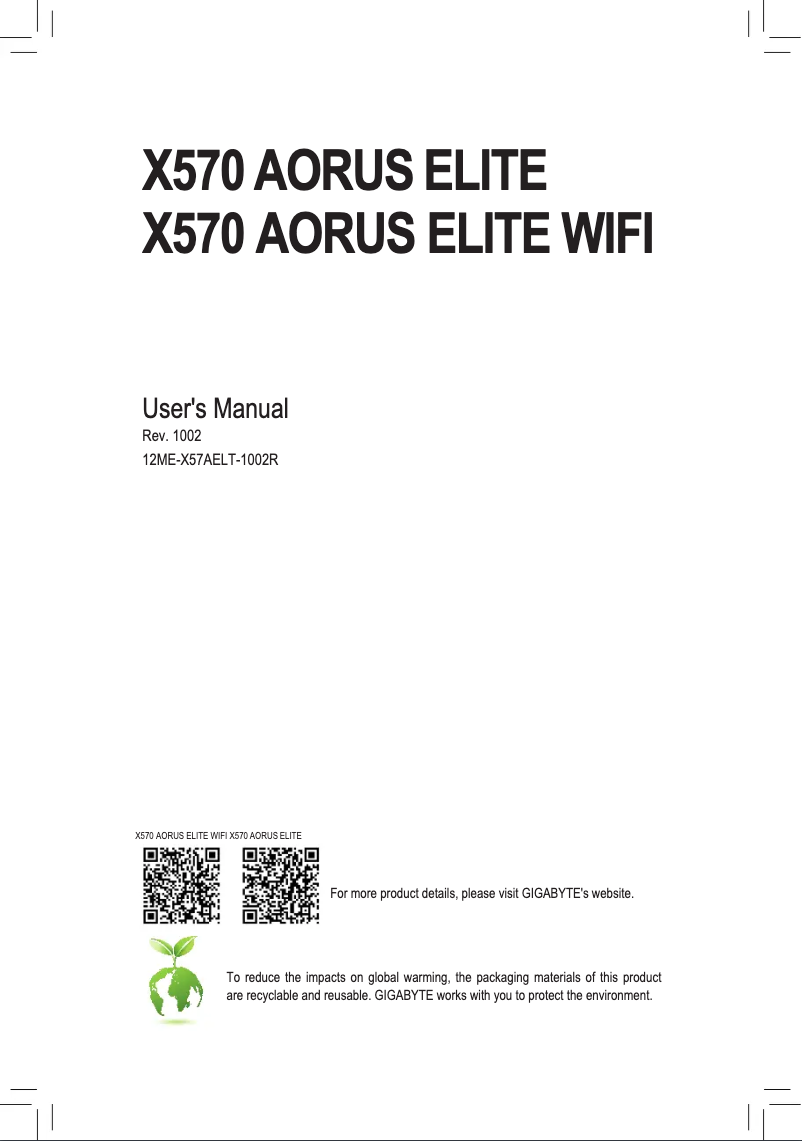 Page n°1 - Manuel utilisateur Gigabyte X570 Aorus Elite