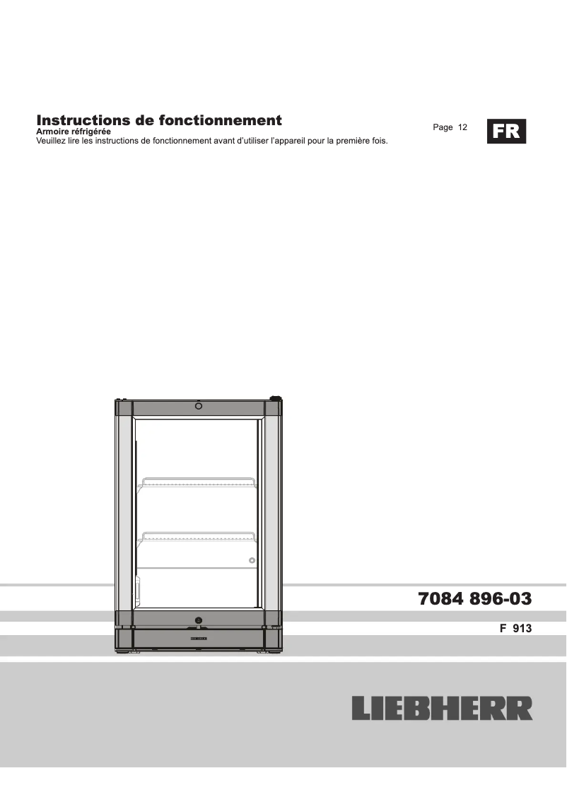 Page 1 de la notice Manuel utilisateur Liebherr F 913