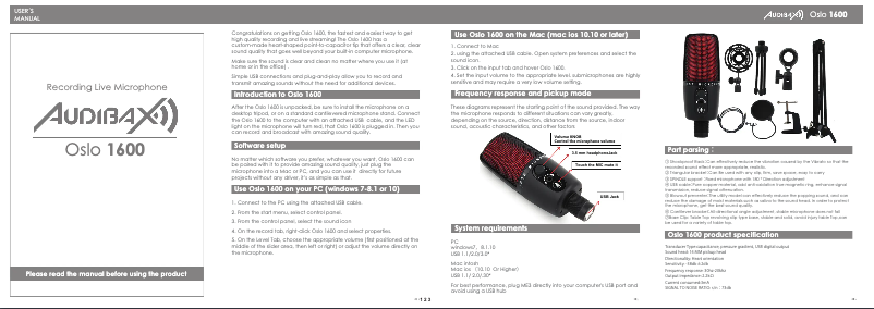 Page n°1 - Manuel utilisateur Audibax Oslo 1600