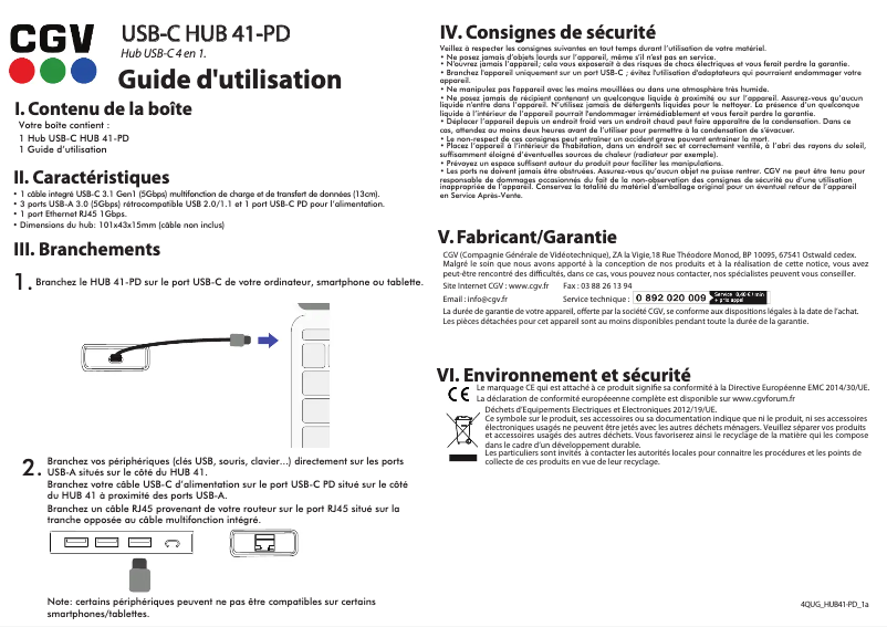 Page 1 de la notice Manuel utilisateur CGV USB-C HUB 41-PD