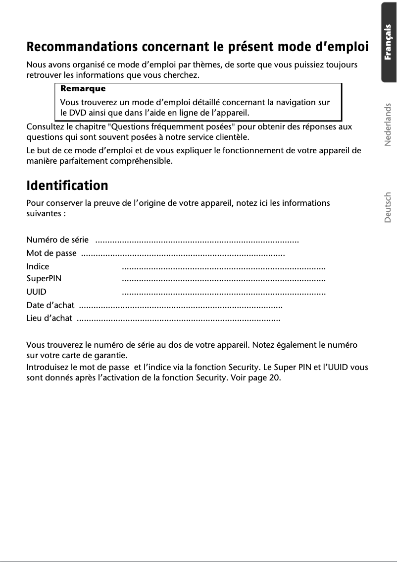 Image de la première page du manuel de l'appareil PNA P3X30