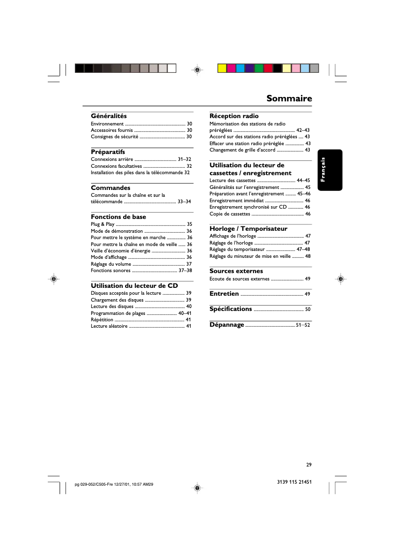 Page n°1 - Manuel utilisateur Philips FW-C505