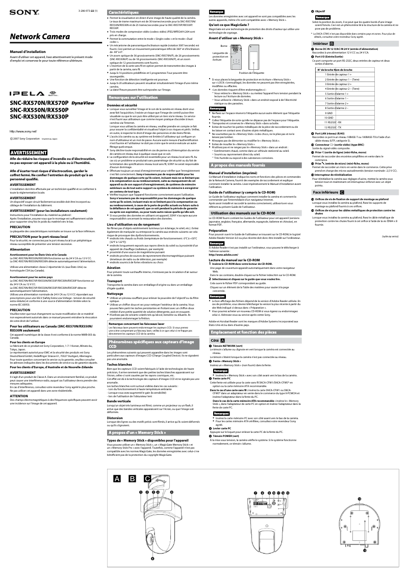 Page n°1 - Manuel utilisateur Sony SNC-RX530P