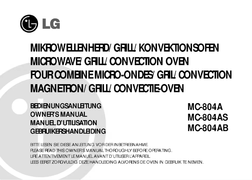 Page 1 de la notice Manuel utilisateur LG MC-804AB
