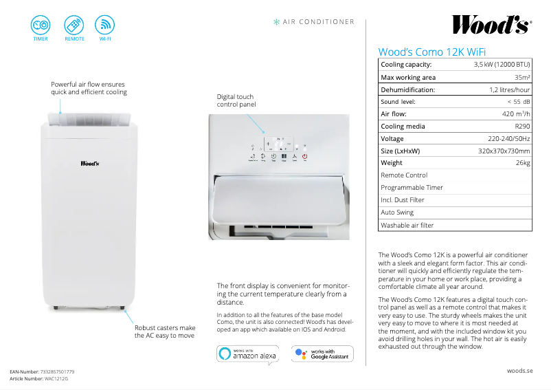 Image de la première page du manuel de l'appareil AC Como 12K WiFi
