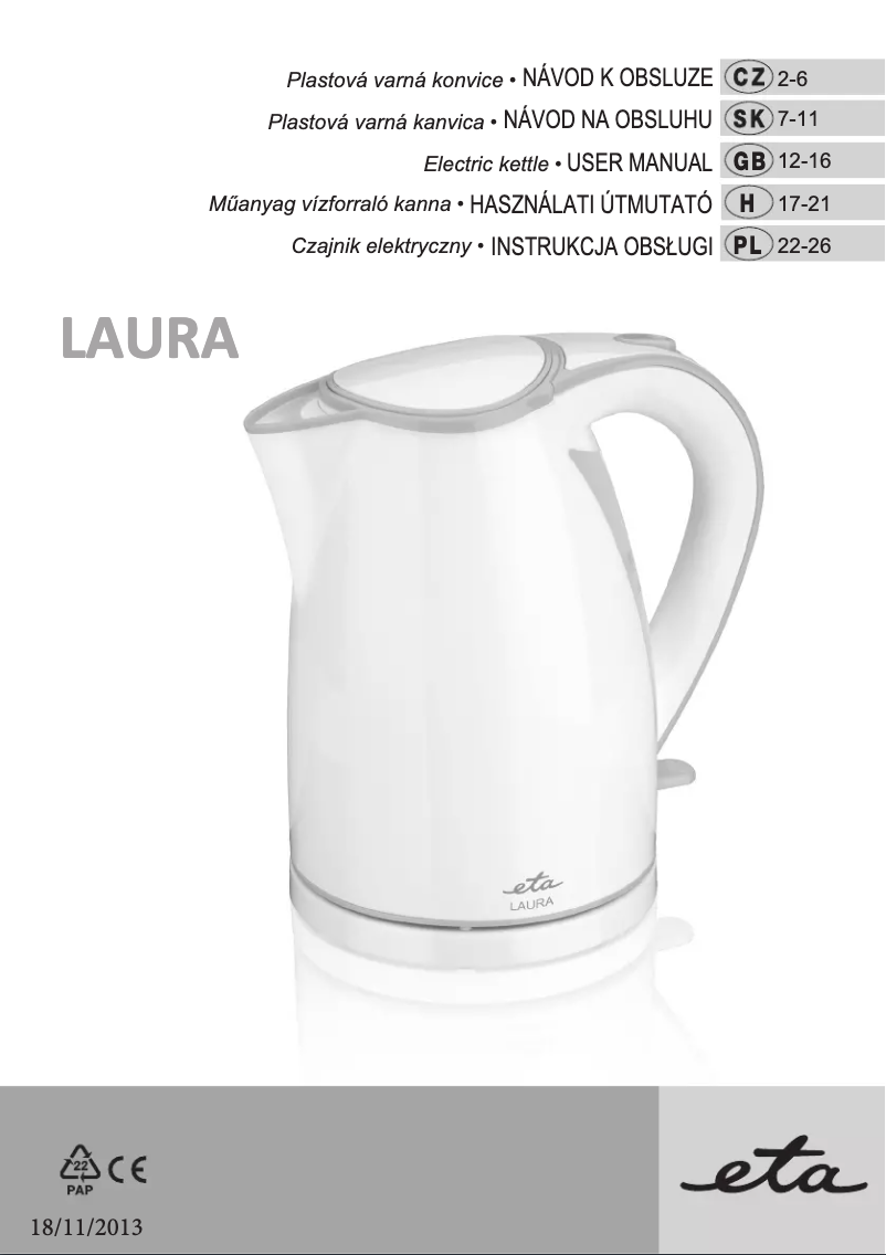 Page 1 de la notice Manuel utilisateur Eta 559990000