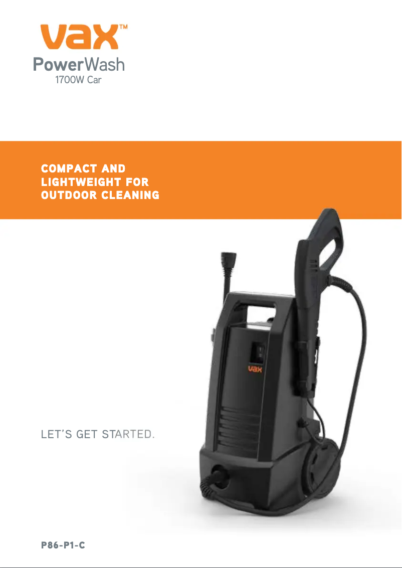 Página 1 del manual Manual de usuario Vax PowerWash P86-P1-C