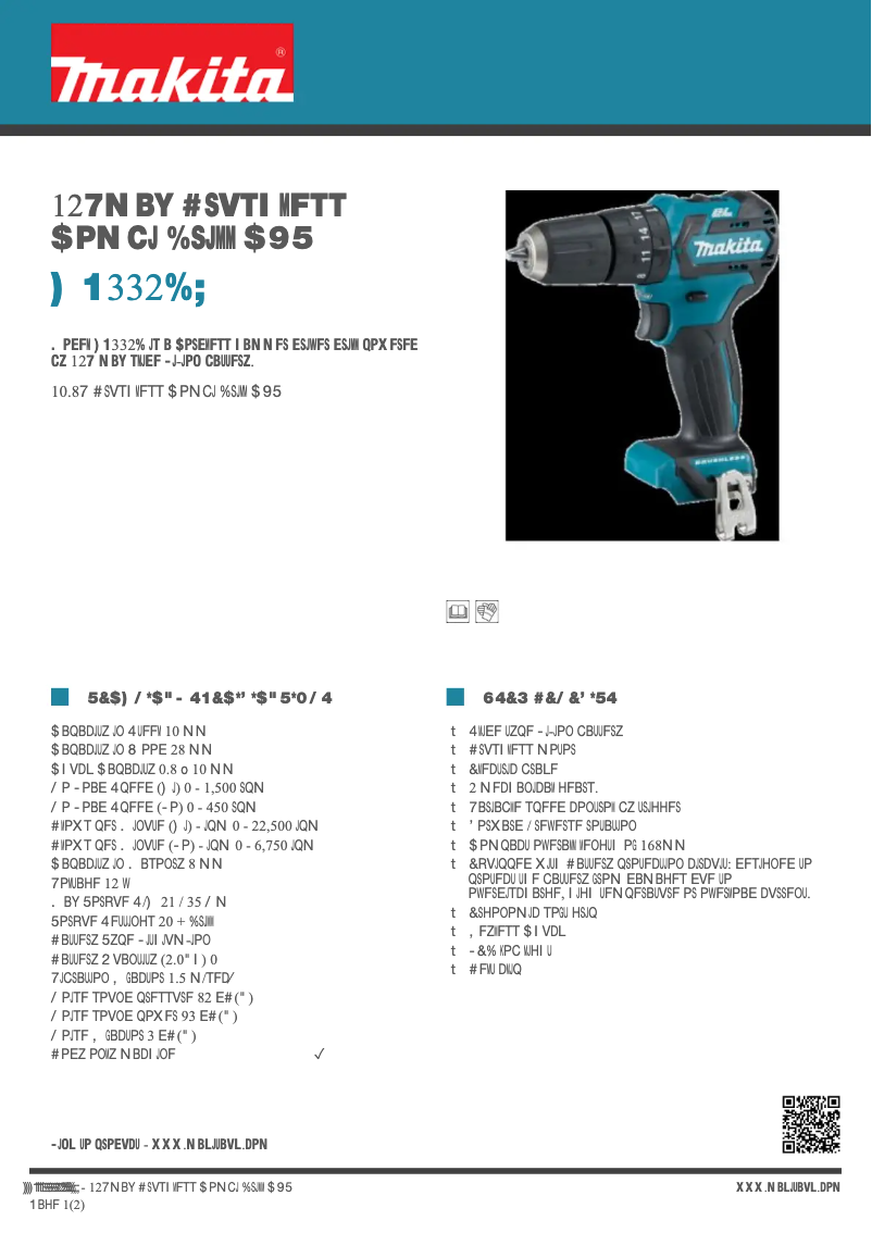 Page n°1 - Fiche technique Makita HP332DZ