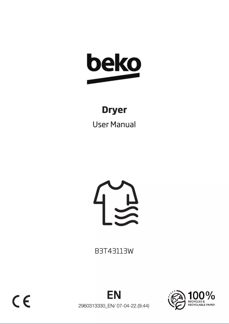 Page 1 de la notice Manuel utilisateur Beko B3T43113W